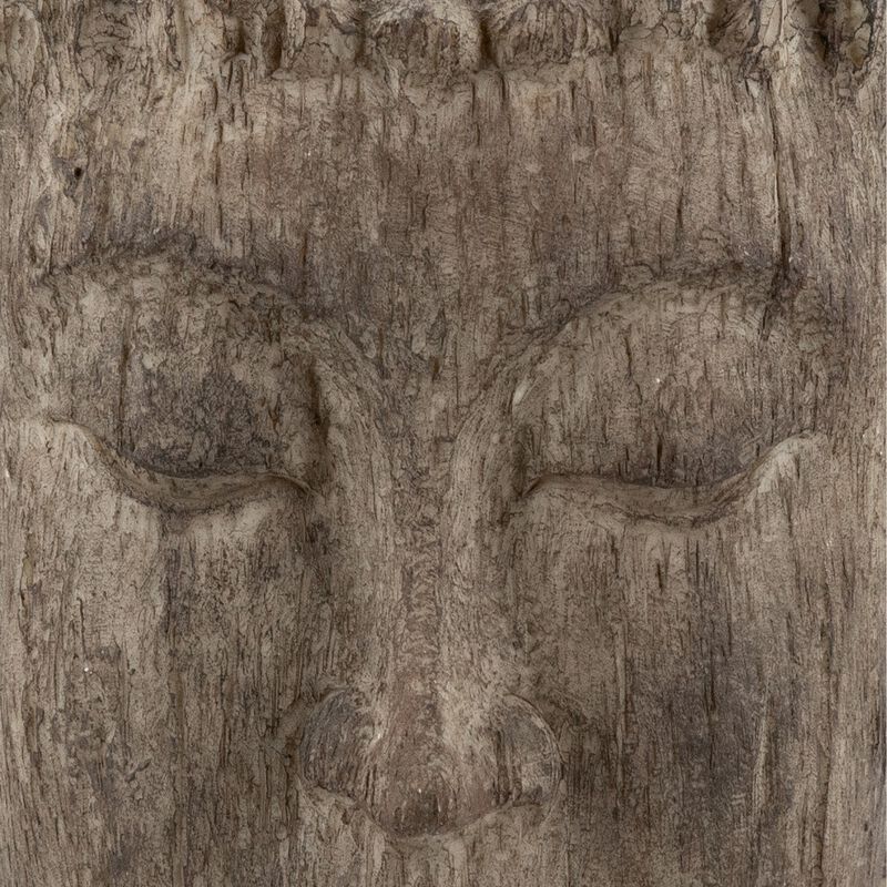 12 Inch Buddha Head Sculpture, Calming Accent Decoration, Polyresin, Brown-Benzara