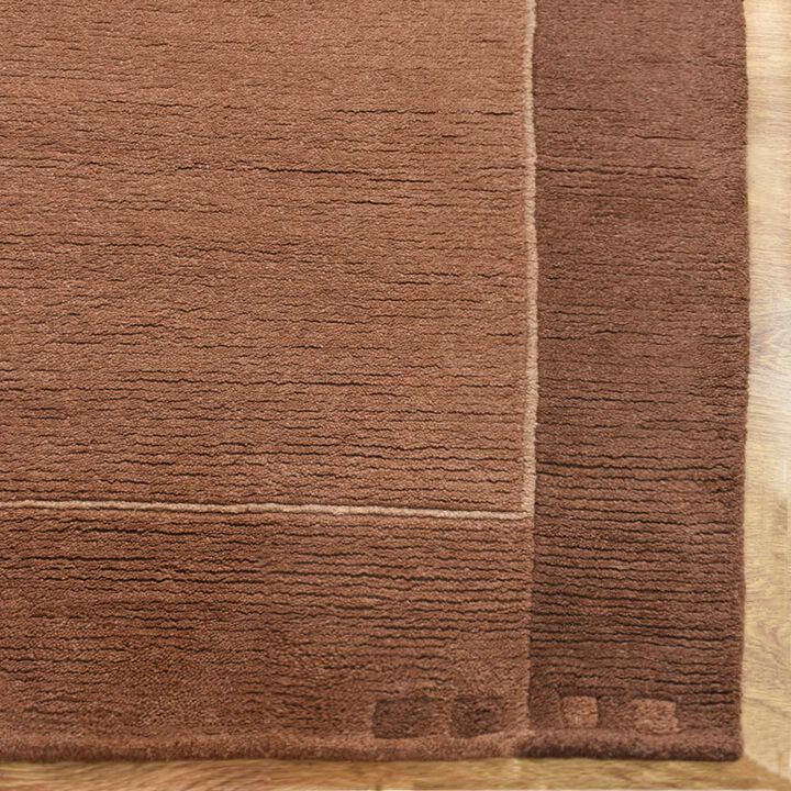 Rugsotic Carpets Hand Knotted Tibbati Wool 2'3''x4'6'' Area Rug Contemporary Brown T00205