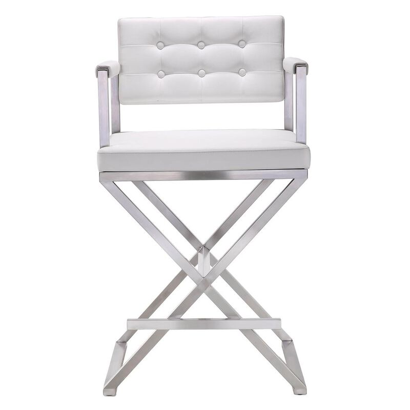Belen Kox Contemporary White Steel Counter Stool, Belen Kox