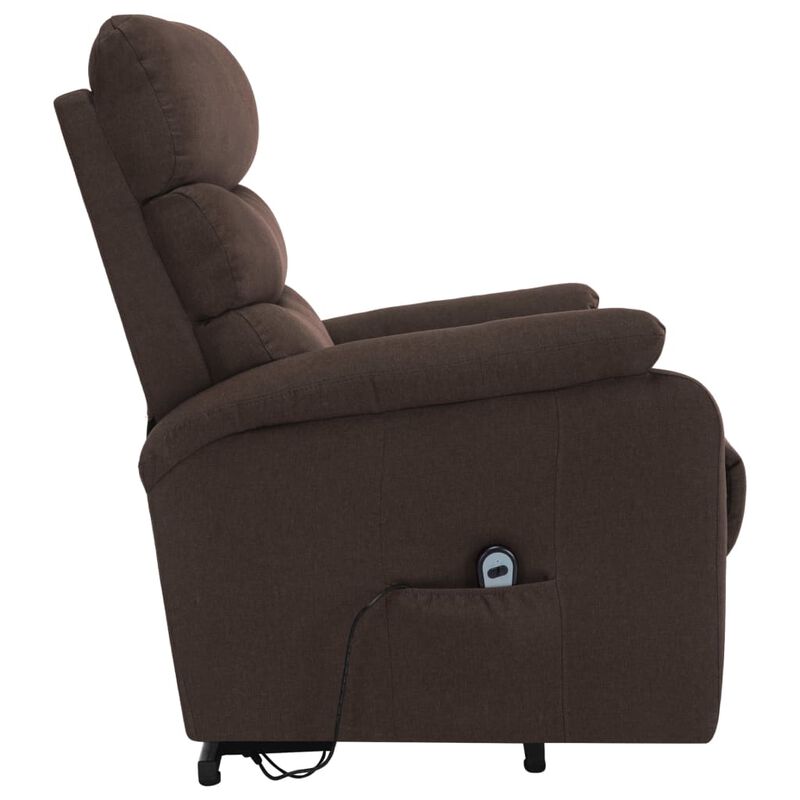 Power Lift Massage Recliner Brown Fabric