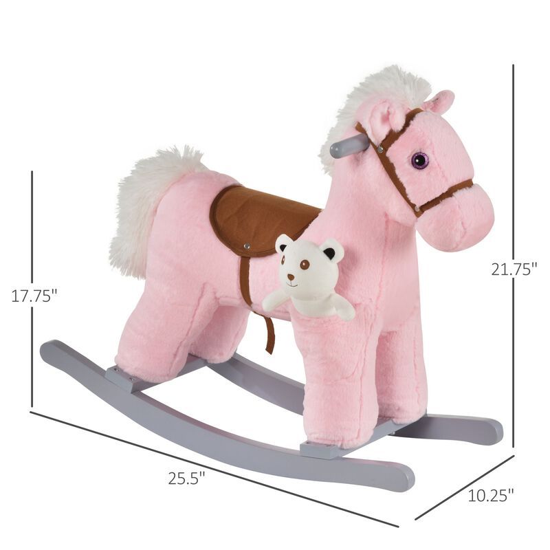Pink Girls' Rocker: Plush Horse with Bear Toy for 18-36 Months