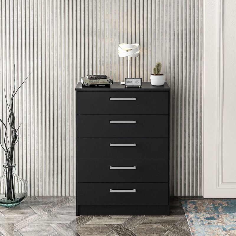 Polifurniture Juliette 5 Drawer Dresser, Black