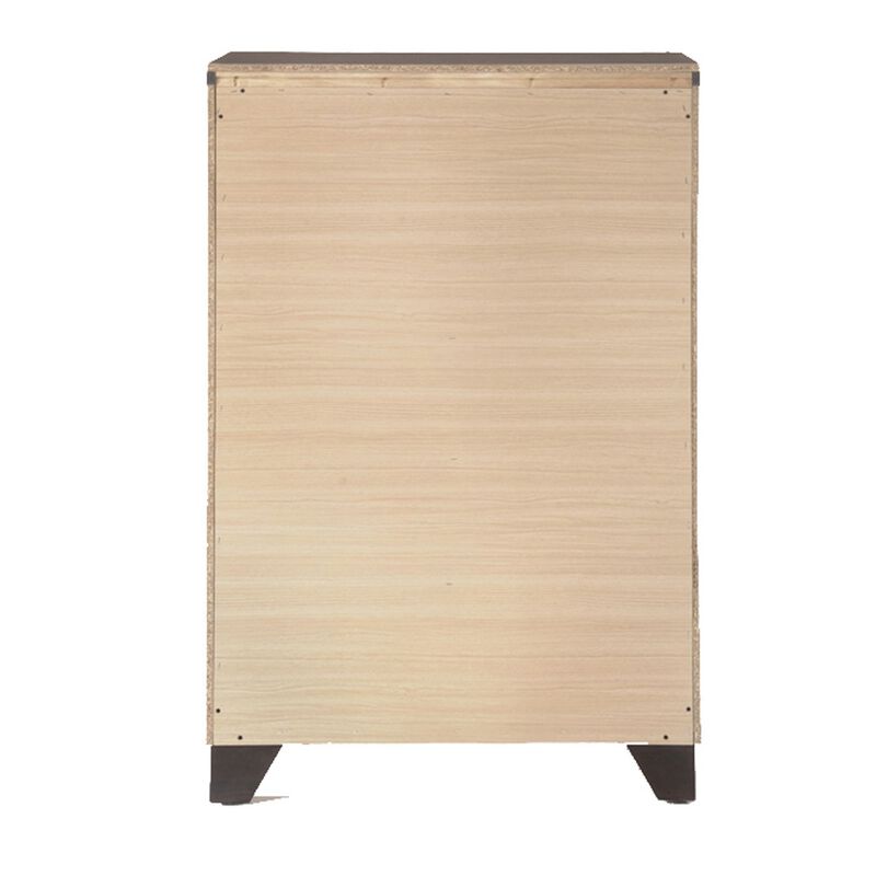 Wooden Chest with 5 Spacious Drawers  , Espresso Brown-Benzara