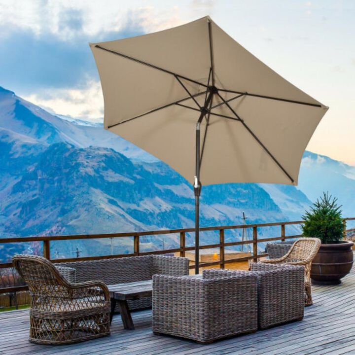 10 ft Outdoor Market Patio Table Umbrella Push Button Tilt Crank Lift