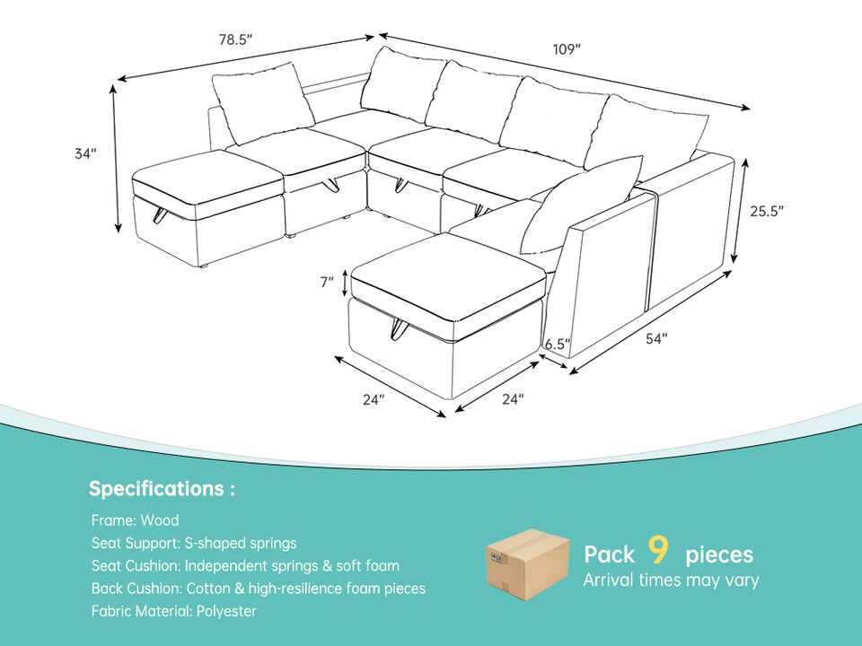 Livelylodge Modern L-Shaped Modular Sectional Sofa, Polyester Upholstery with Sturdy Wooden Frame, Comfortable Couch for Living Room or Office, Space-Saving Design 109''L x 78''W x 34''H