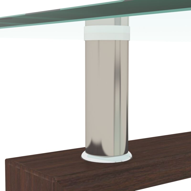 Rectangle Walnut Glass Coffee Table, Clear Coffee Table, Modern Side Center Tables