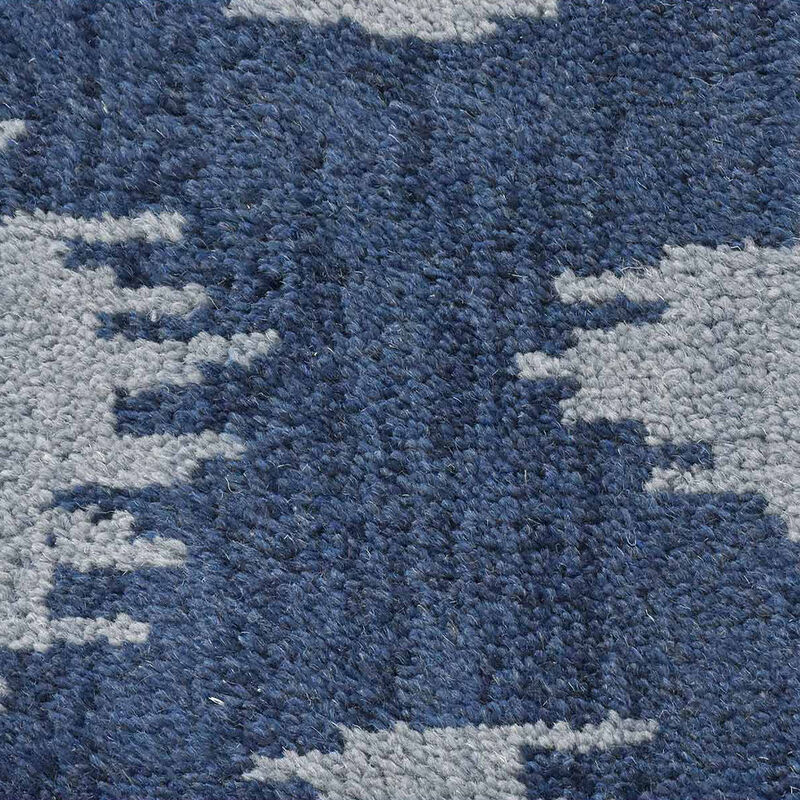 HAND KNOTTED WOOL Geometric AREA RUGS  - 8'x10', Rectangle Shape, Light Blue Blue Color, Geometric Modern, Medium Pile Handmade Area Rugs for Living Room, Bed Room (N00165)