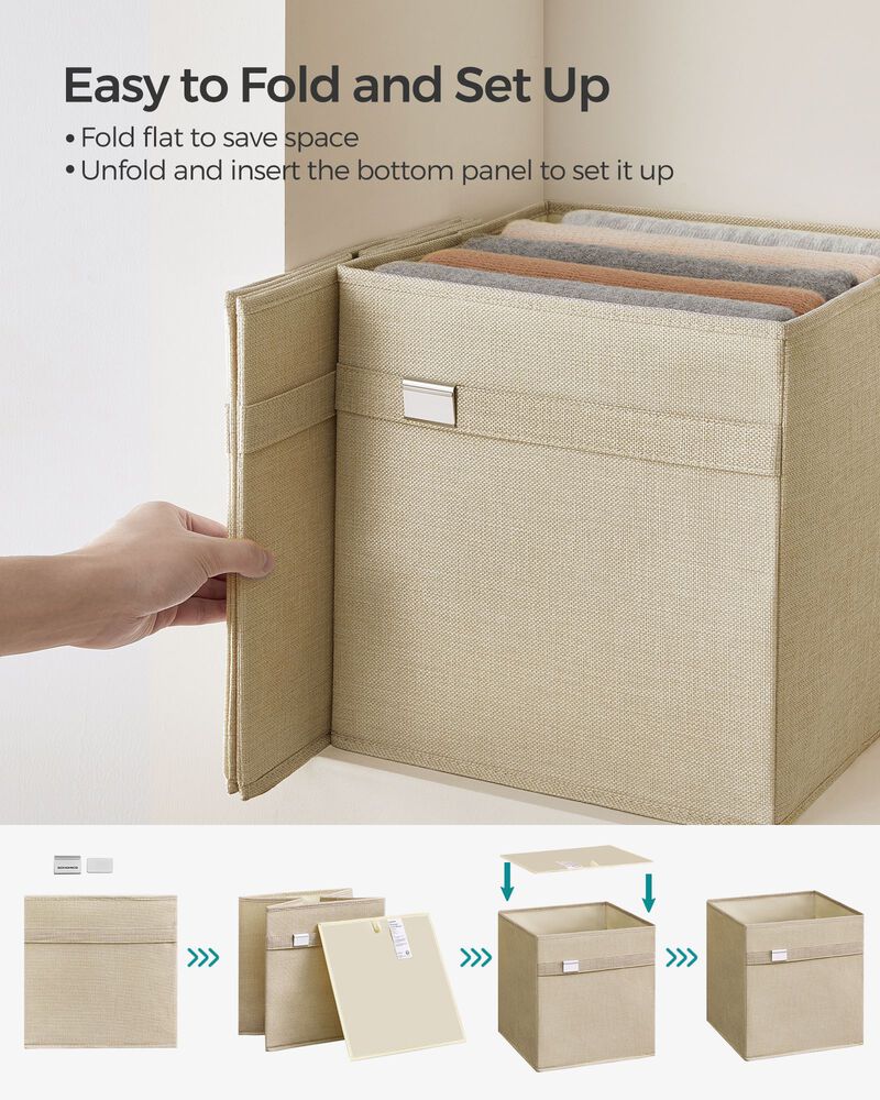 Set of 4 Storage Cubes with Double Handles for Easy Organization and Versatility