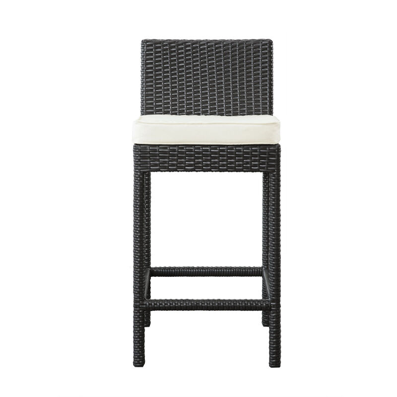 White Lift Bar Stool Outdoor Patio Set of 2