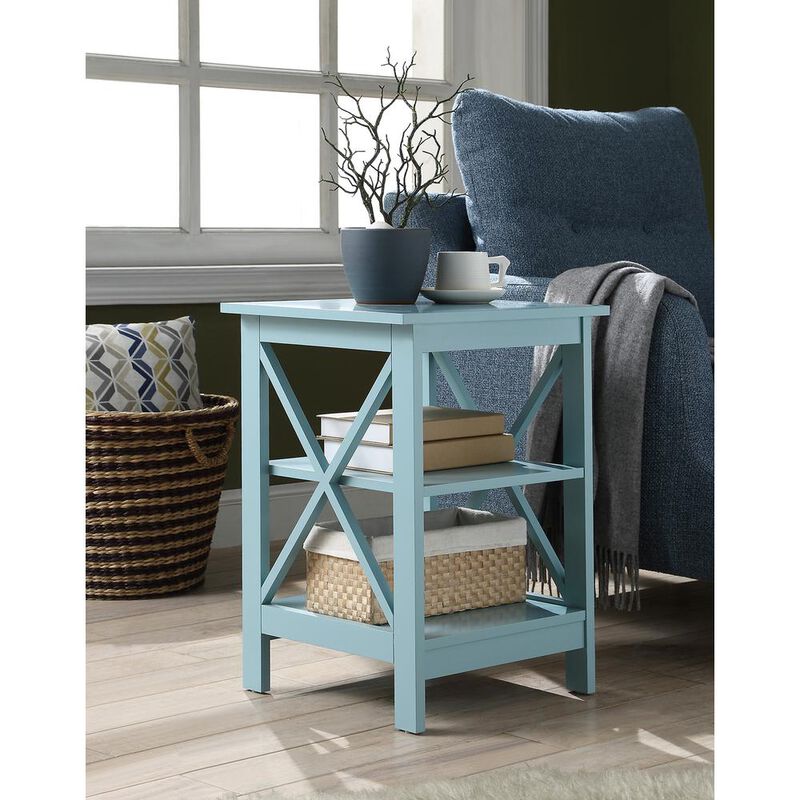 Convience Concept, Inc. Oxford End Table with Shelves Sea Foam Blue