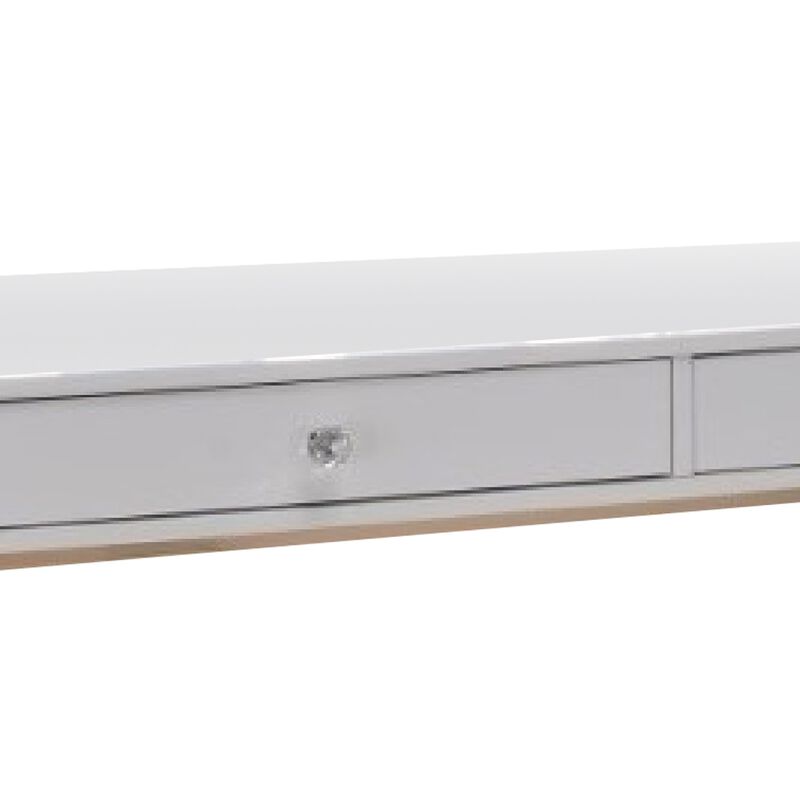 47 Inch Desk Console Table, 2 Drawers, Metal Frame, White, Gold-Benzara