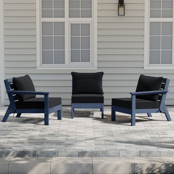 WestinTrends Outdoor Patio HDPE Sectional Sofa with Patio Cushions
