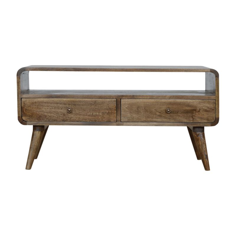 Artisan Furniture Solid Wood Curved Grey Washed Media Unit