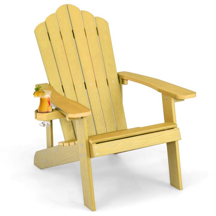 Hivvago Weather Resistant HIPS Outdoor Adirondack Chair with Cup Holder