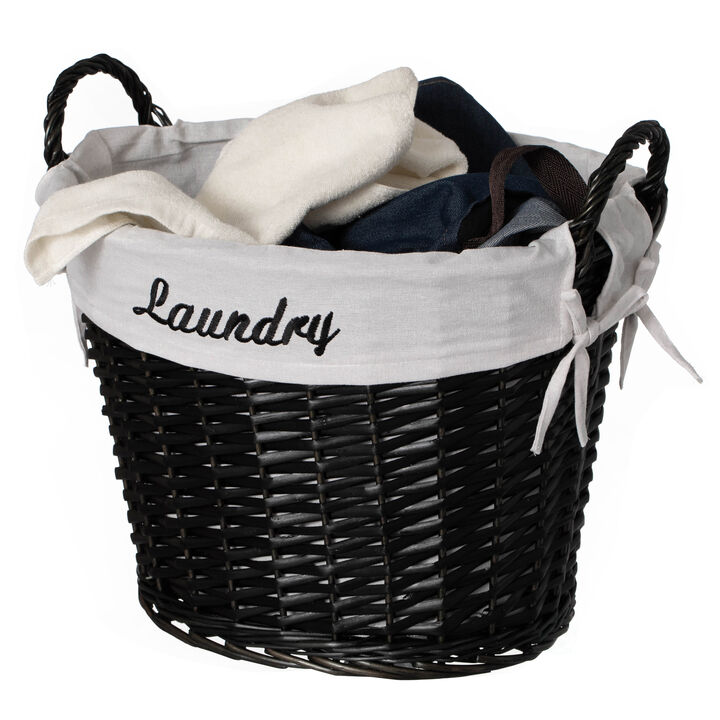 Wickerwise Handwoven Laundry Basket with Liner & Handles - Boho Decorative Storage Hamper for Clothes Blankets Pillows and Towels - Ideal for Laundry Room Bathroom Bedroom and Living Room, Brown