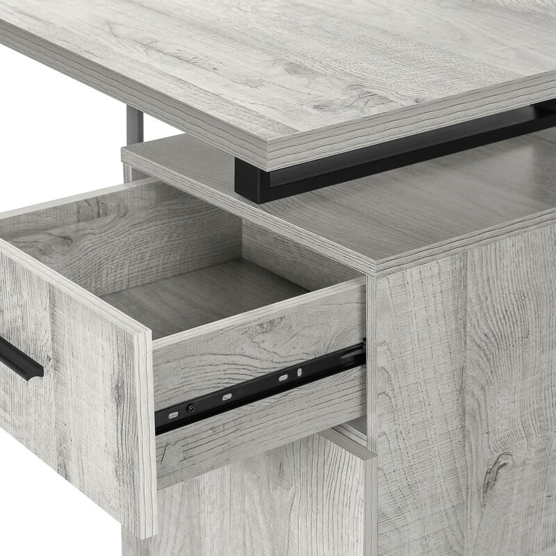 Monarch Specialties I 7763 Computer Desk, Home Office, Laptop, Left, Right Set-up, Storage Drawers, 48"L, Work, Metal, Laminate, Grey, Black, Contemporary, Modern