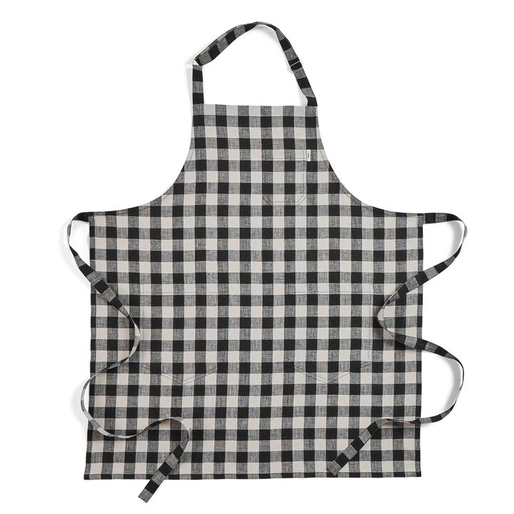 Solino Home 100% Pure Linen Bib Apron 33 x 30 Inch