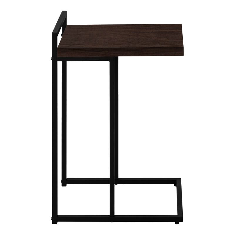 Monarch Specialties I 3635 Accent Table, C-shaped, End, Side, Snack, Living Room, Bedroom, Metal, Laminate, Brown, Black, Contemporary, Modern