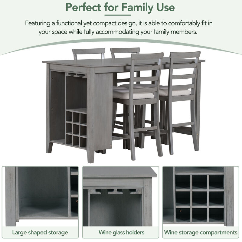 Merax 5-Piece Multi-Functional Dining Table Set with Padded Chairs