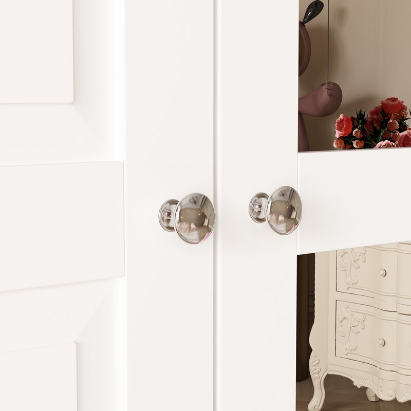 FUFU&GAGA Wardrobe with Mirror Doors, Hanging Rod, Shelves, and Drawers - Elegant Closet Storage Solution (47.8" W x 19.7" D x 78.7" H),White