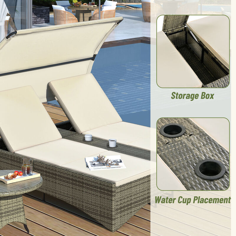 Merax Patio Outdoor Daybed Bed with Shelter Roof
