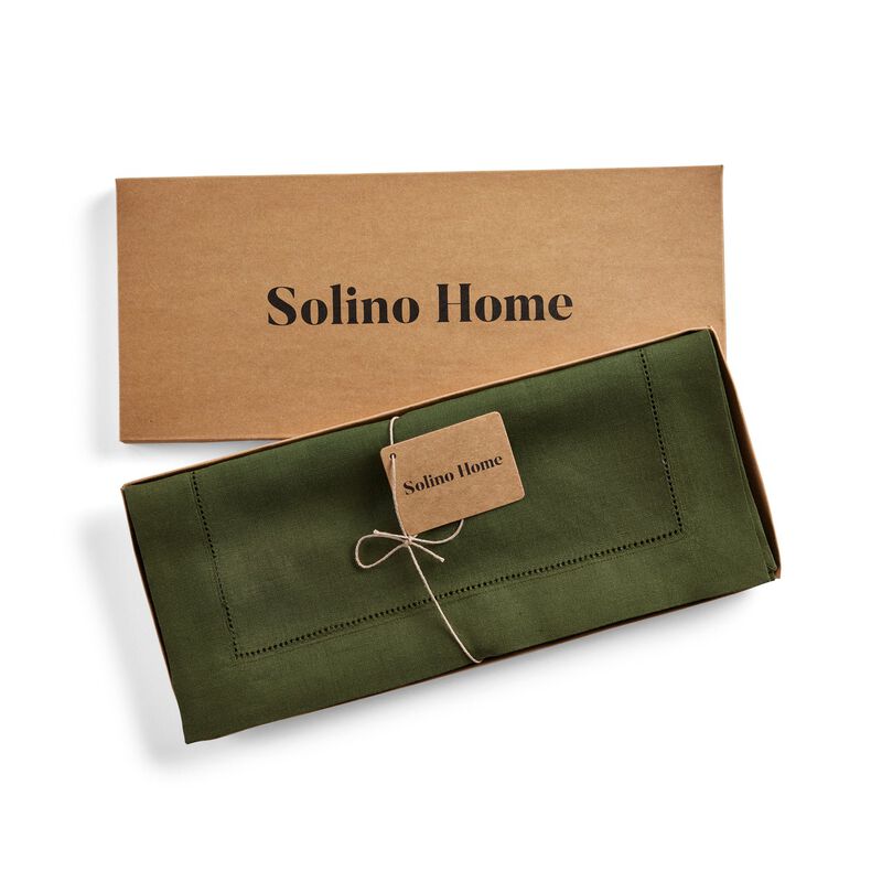 Solino Home 100% Pure Linen Table Runner | Classic Hemstitch for Thanksgiving, Christmas