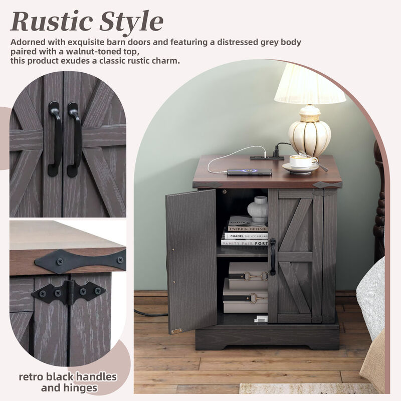Merax Versatile Side Table End Table with Charging Statio