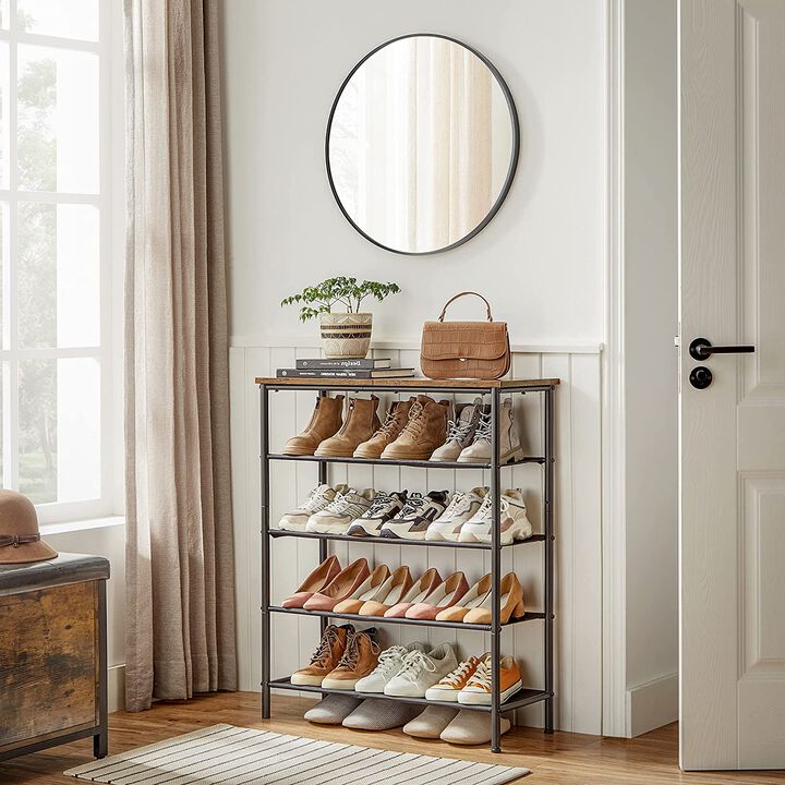 5-Tier Narrow Shoe Rack - Space-Saving Shoe Organizer for Closet or Entryway