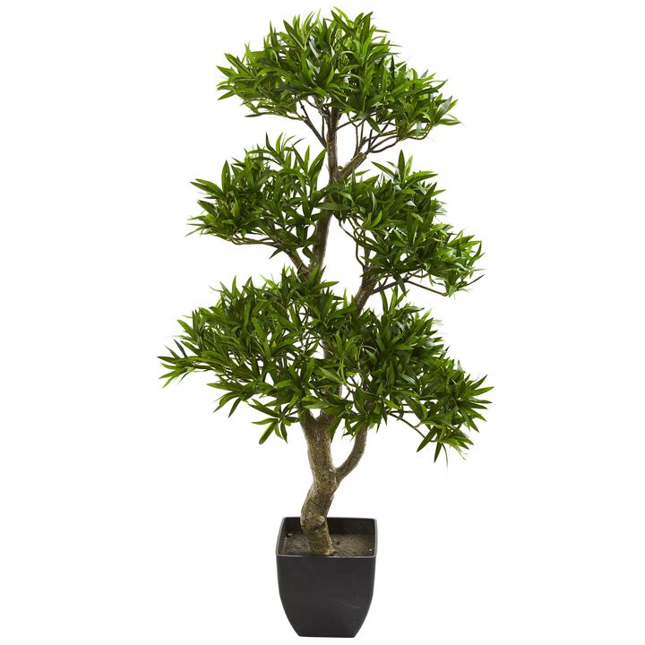 Hivvago 37 Inches Bonsai Styled Podocarpus Artificial Tree