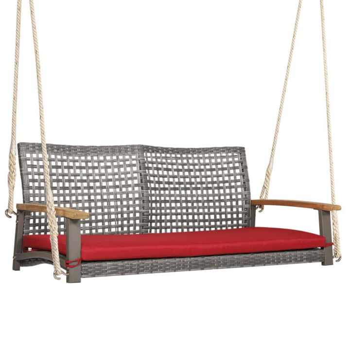 Hivvago 2-Person Patio Wicker Hanging Swing Chair