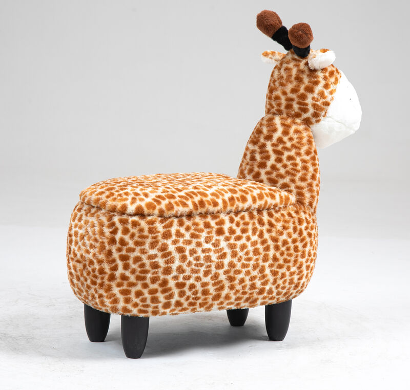 Brown Giraffe Animal Storage Ottoman