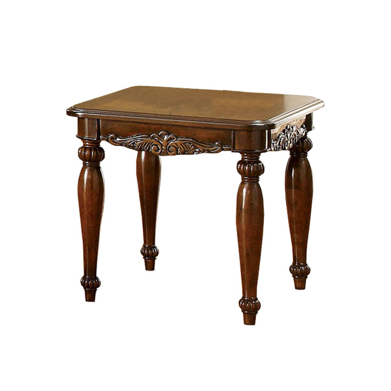 Wooden Coffee & End Tables Set, Cherry Brown, Pack of 3-Benzara