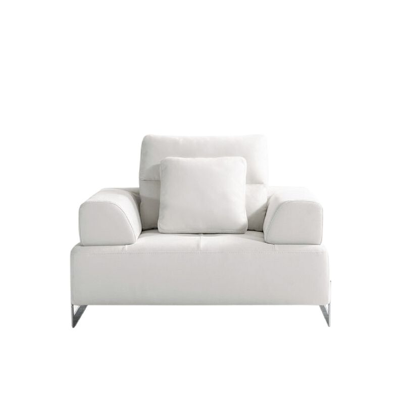 Pasargad Home Ravenna White Faux Suede Accent Chair with Sliding Backrest & Armrest