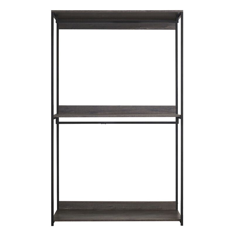 FC Design Klair Living 47" Farmhouse Wood Walk-in Closet Organizer with One Shelf in Rustic Gray