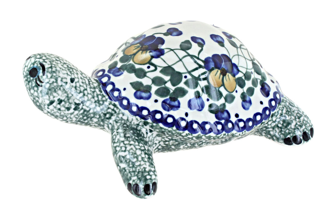 Blue Rose Polish Pottery Hyacinth Turtle Figurine
