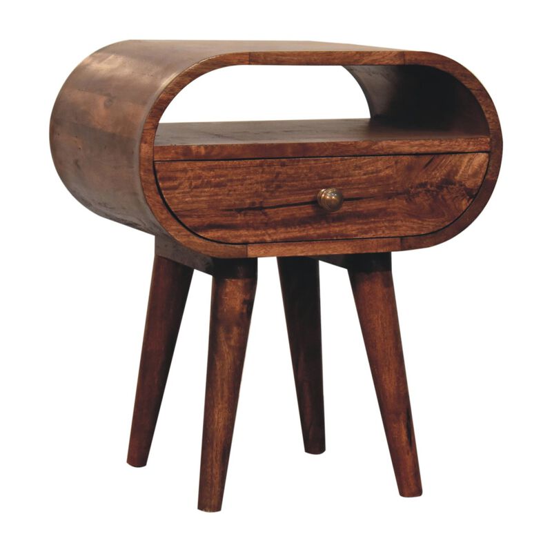 Artisan Furniture Solid Wood Honey Caramel Circular Bedside with Open Slot
