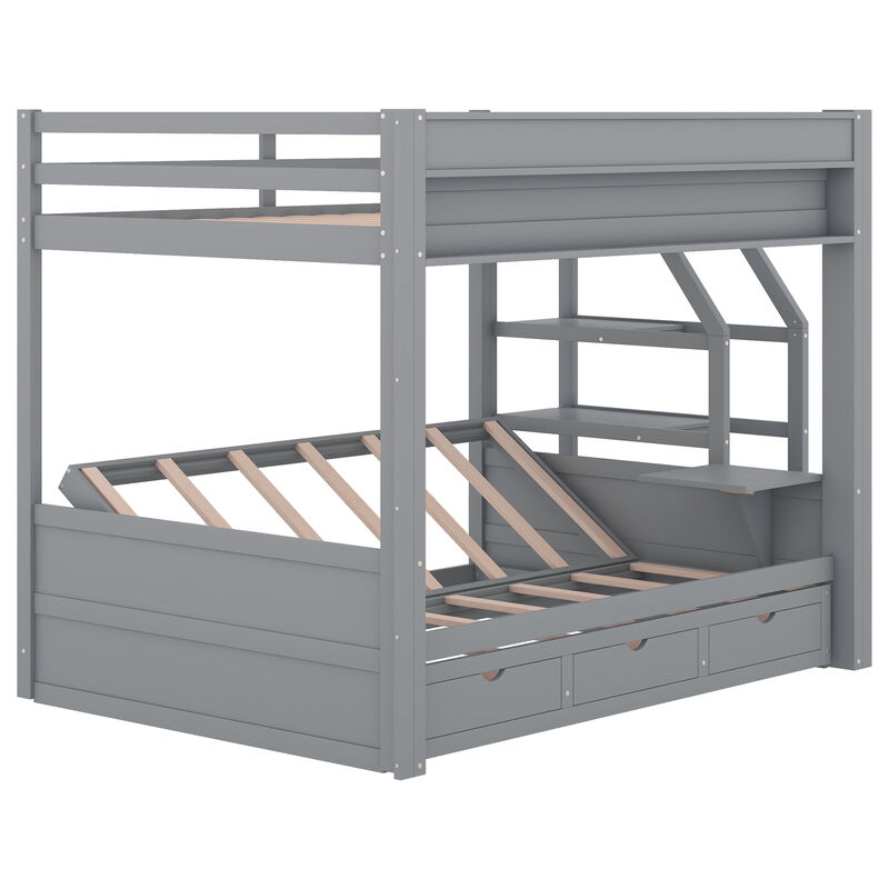 Merax Convertible Bunk Bed with Storage Staircase