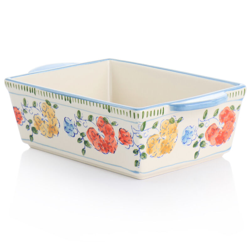 Gibson Elite Anaya 2 Piece Stoneware Bakeware Set with Hand Painted Designs