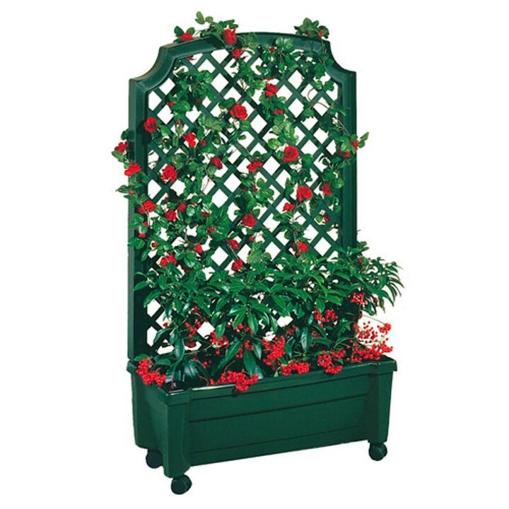 QuikFurn Indoor/Outdoor Green Polypropylene Wheeled Trellis Planter