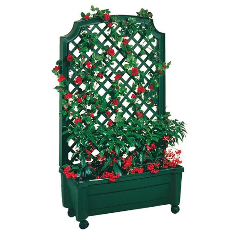 QuikFurn Indoor/Outdoor Green Polypropylene Wheeled Trellis Planter