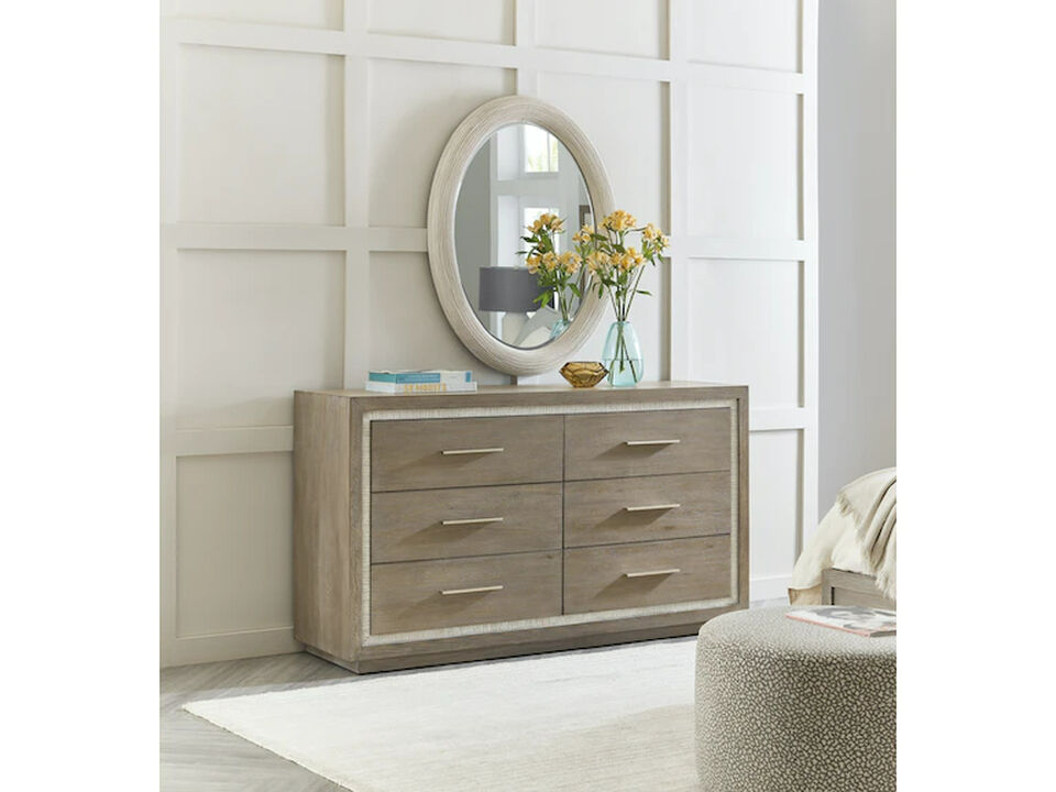Gray washed oak 6-drawer dresser
