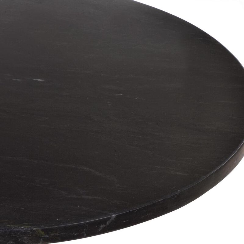 Carolina Living Piuma Marble Top Accent Table - Black Top - Industrial Base