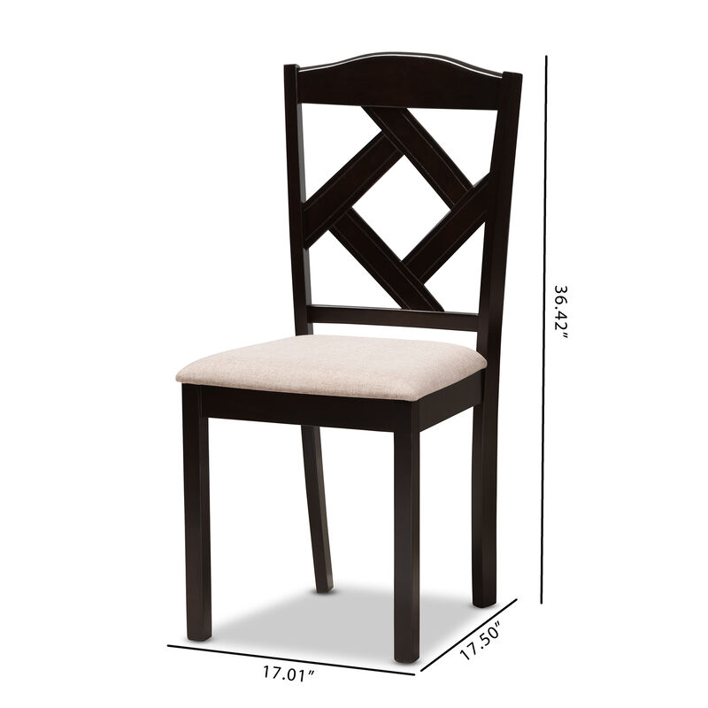 Baxton Studio Ruth Modern Grey Fabric Upholstered Dining Chairs Set of 2