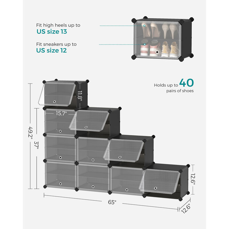 10-Cube Shoe Organizer with Doors for Concealed Storage and Stylish Organization