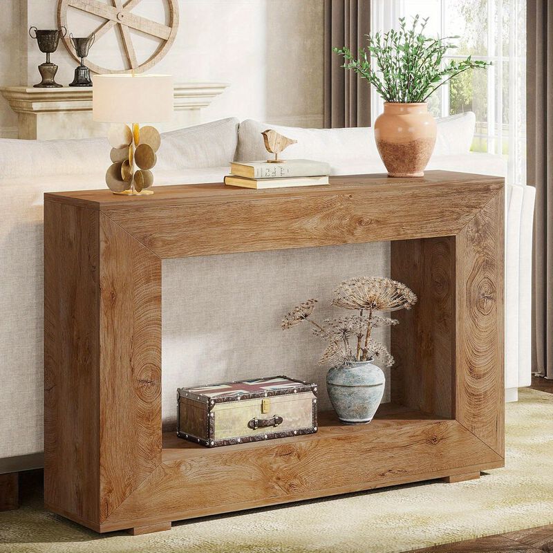 Farmhouse Console Table, 47 Inches Entryway Console Table with Storage, Industrial Hallway Accent Table for Living Room, Entrance, Deck Boxes