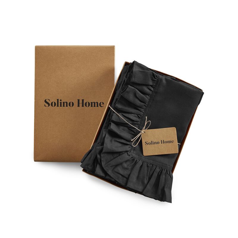 Solino Home 100% Pure Linen Cloth Napkins 20 x 20 Inch Set of 4 | Gabrielle Ruffle Dinner Napkins