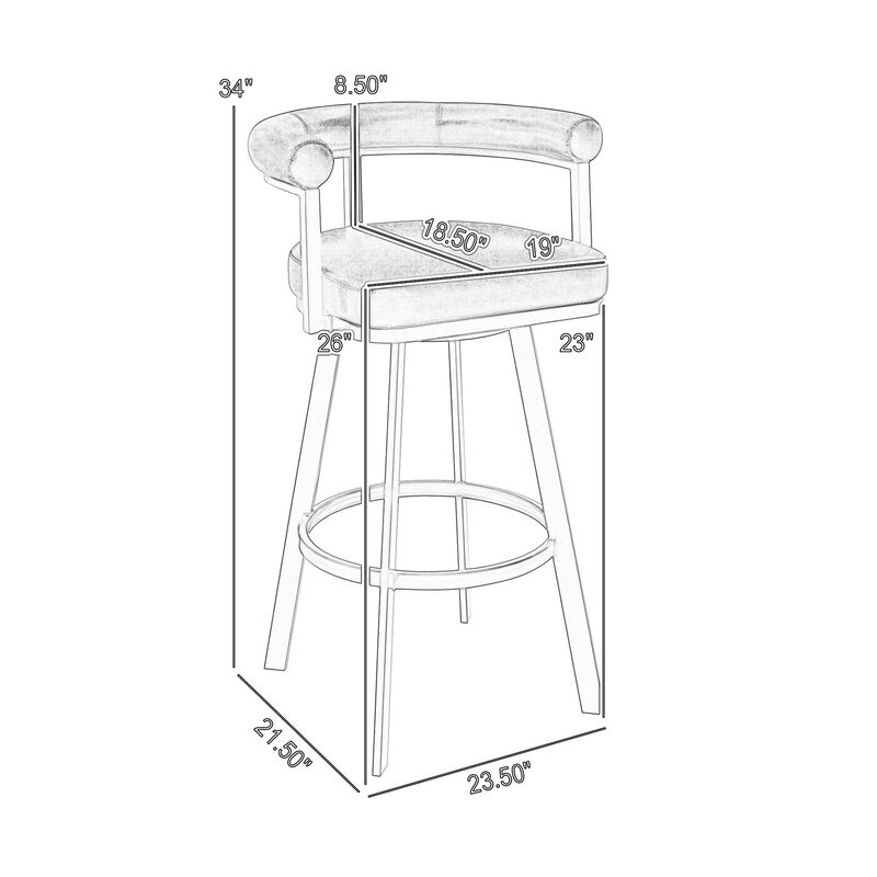 Weni 26 Inch Swivel Counter Stool Chair, Barrel Open Back, Black, Brown - Benzara