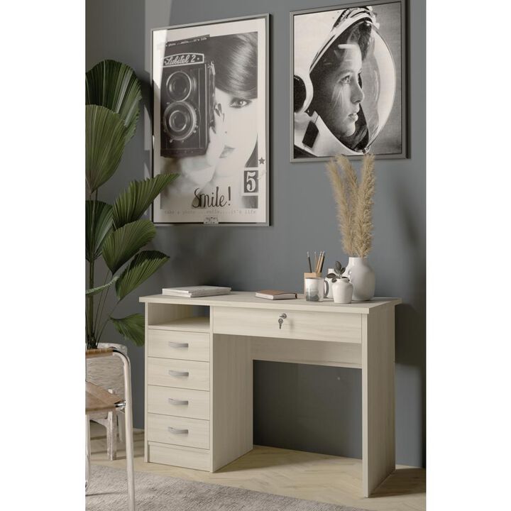 Tvilum Walden Desk with 5 Drawers, Light Woodgrain