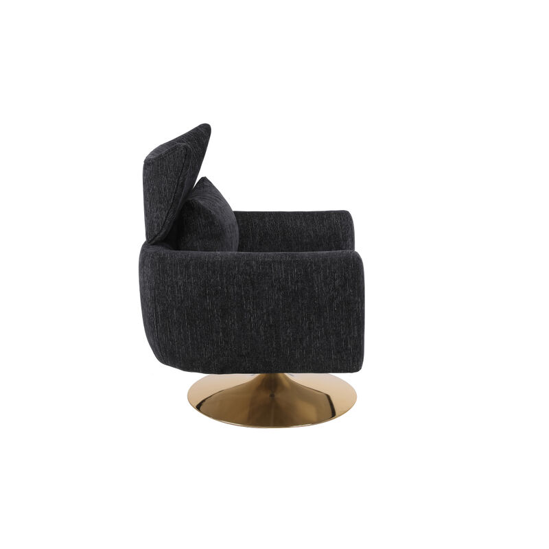 Classic Mid-Century 360-Degree Swivel Accent Chair, Linen