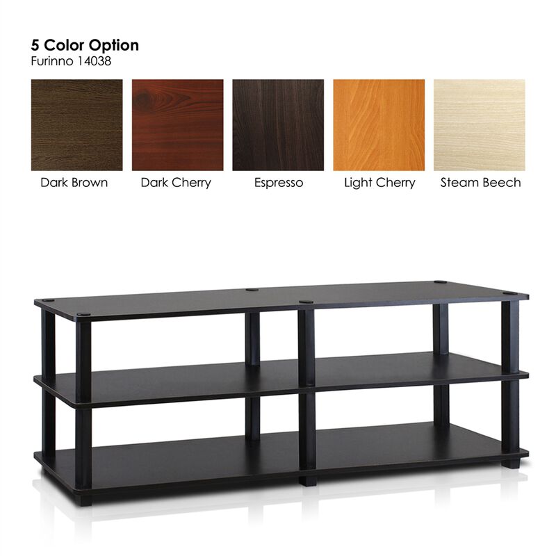 Turn-S-Tube No Tools 3-Tier Entertainment TV Stands, Espresso/Black